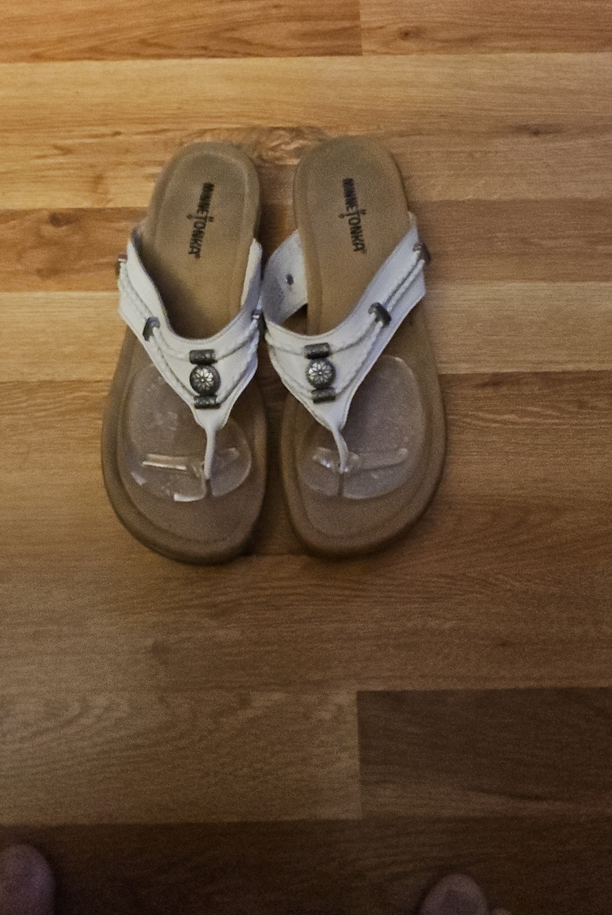 White MinitonkaThong Sandals with Southwest Decorative Accent